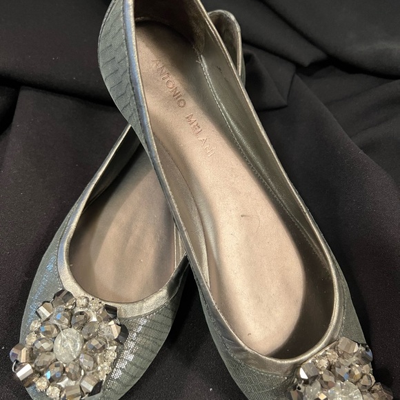 Antonio Melani pewter ladies flat bling 8.5 shoes - Picture 6 of 9